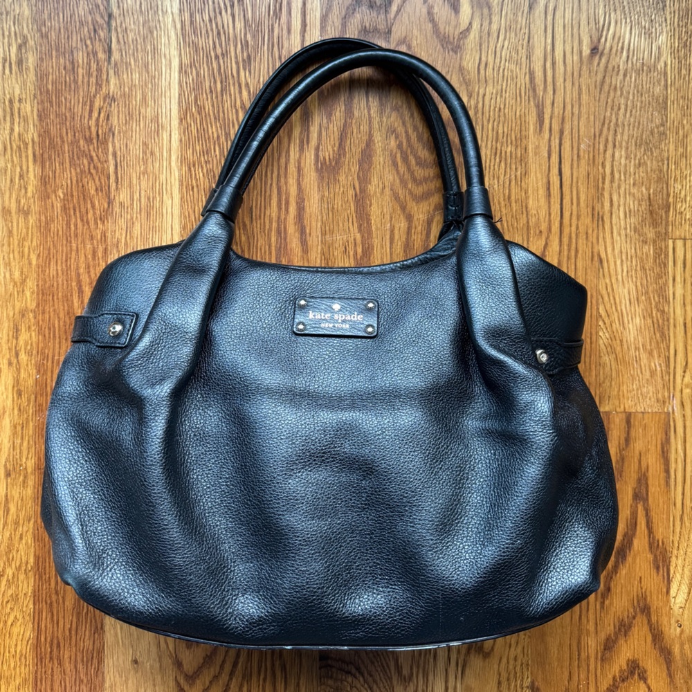 Kate Spade Stevie Black Pebble Leather Top Zip Tote